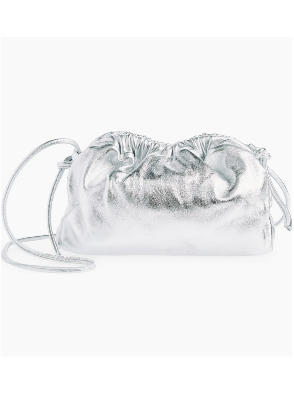 Mansur Gavriel Mini Cloud Metallic Leather Clutch in Silver